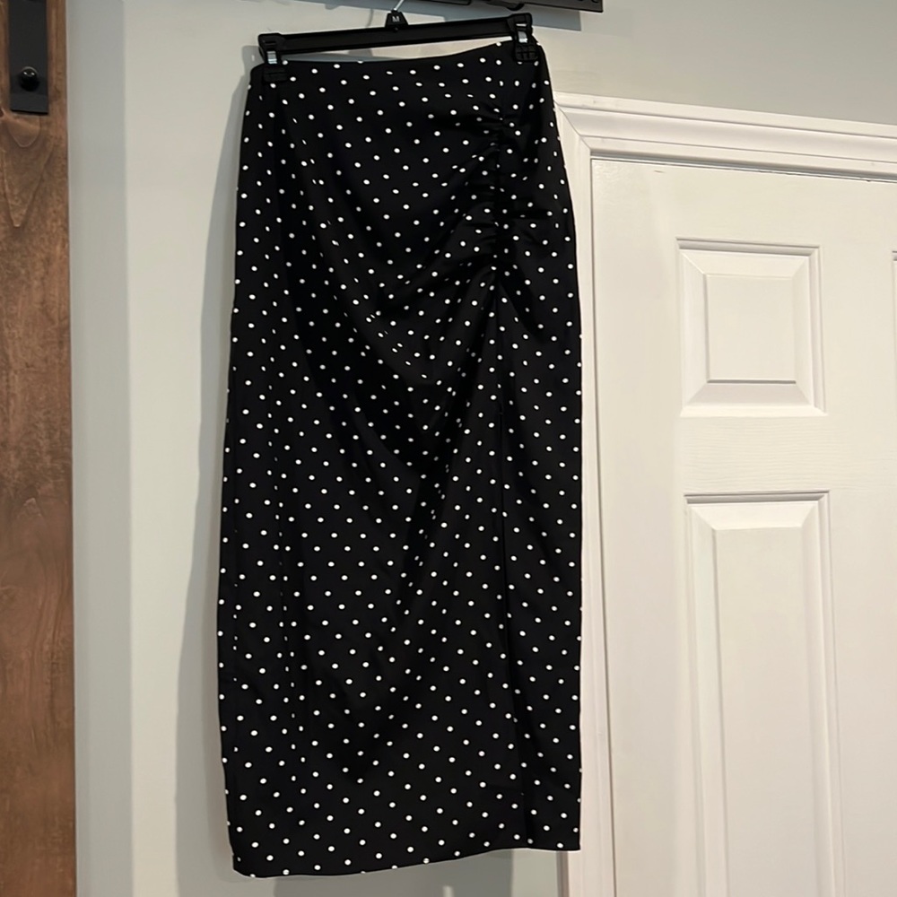 Polka dot satin skirt